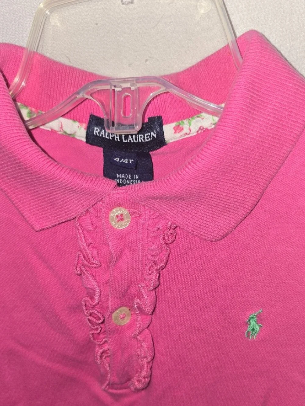 Ralph Lauren Girls' Hot Pink Sleeveless Polo Tunic with Green Pony